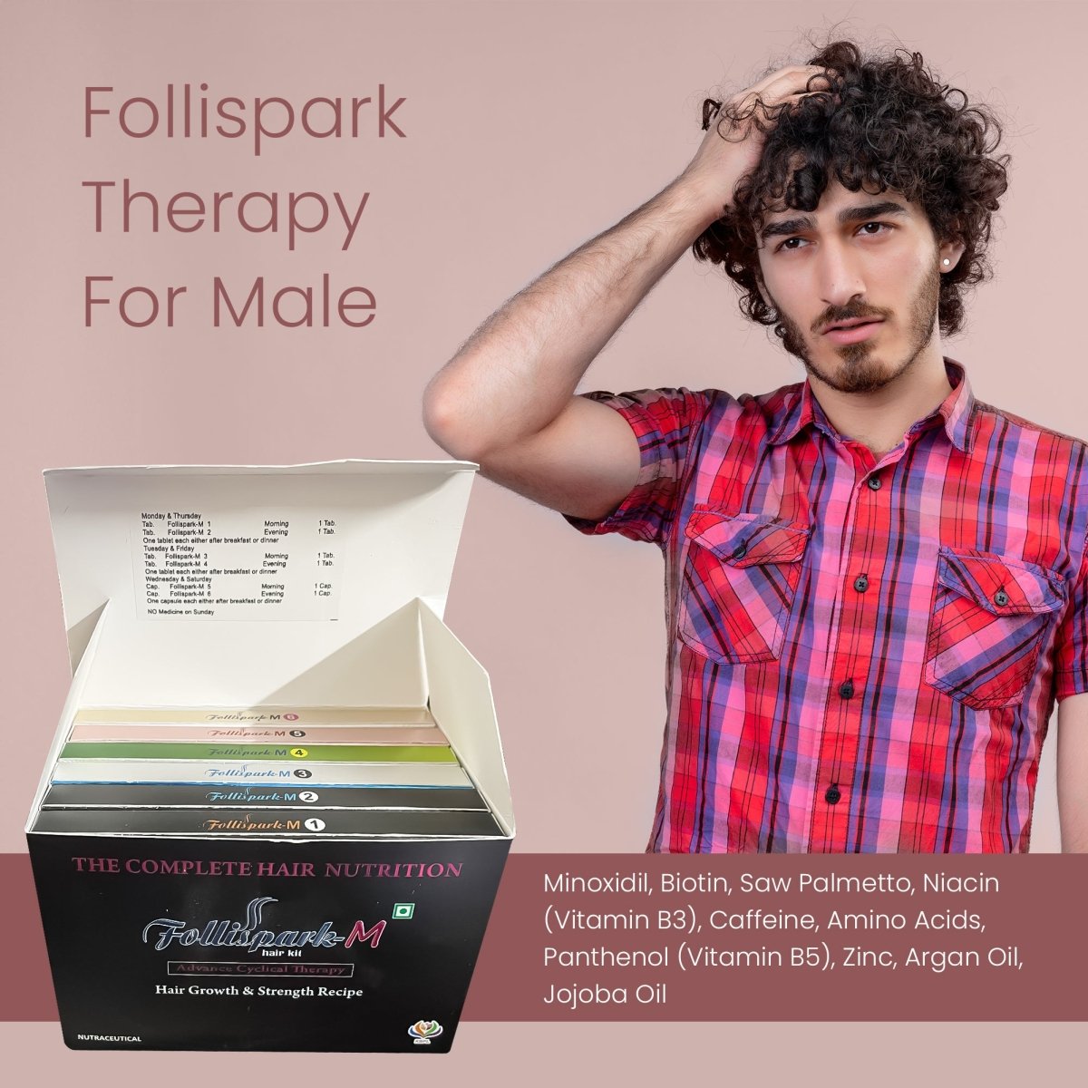 Follispark - M, male hair regrowth kit - DGCOSMETICO