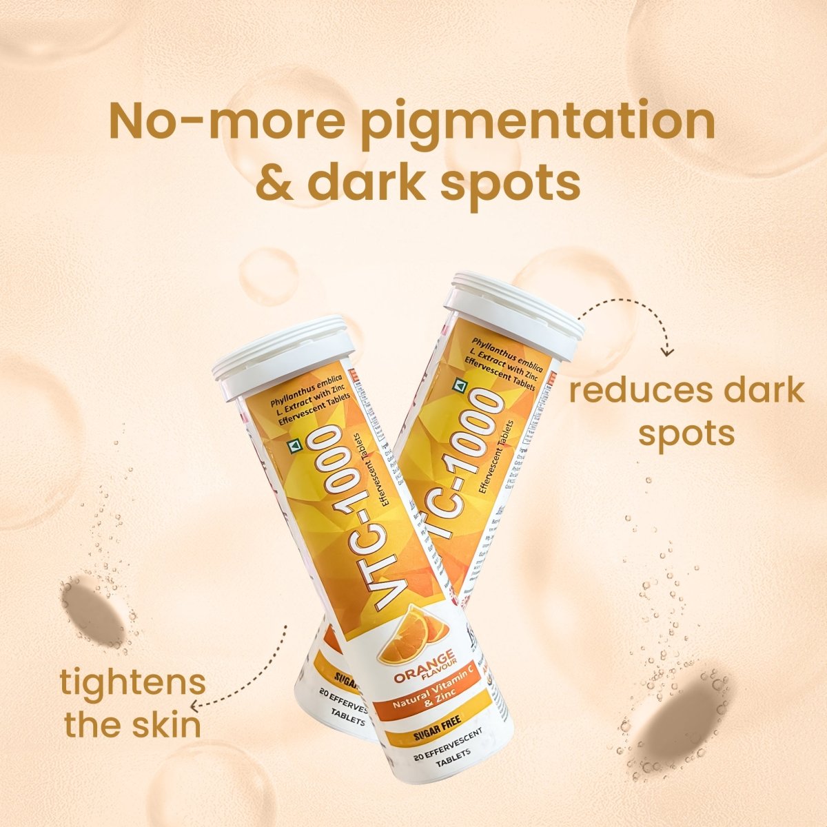 VTC 1000 , VITAMIN C EFFERVESCENT TABLETS, 15 PCS - DGCOSMETICO