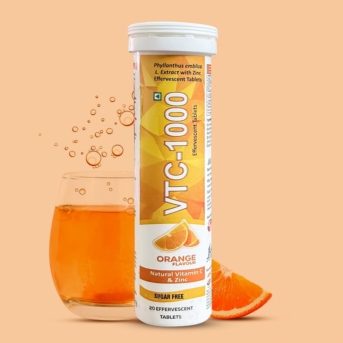 VTC 1000 , VITAMIN C EFFERVESCENT TABLETS, 15 PCS - DGCOSMETICO